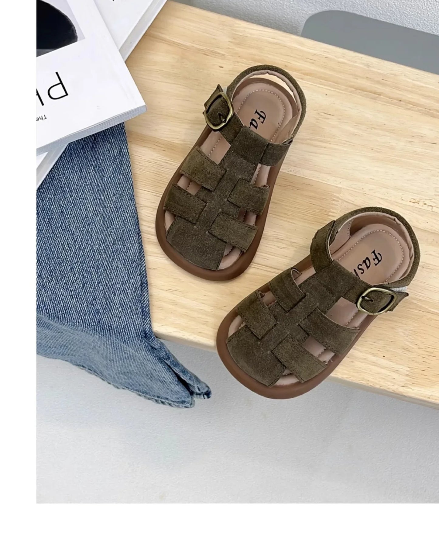 Children Roman Sandals Kids Hollow-out Toes Capped Sandals Fashion Kids Summer Beach Shoes Soft Bottom Anti-slippery Size 21-31