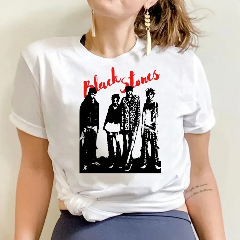 Anime T-shirt Cartoon Print Unisex Tops Black Stones Streetwear Sweatshirt Men Women Tees Female Streetwear