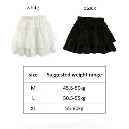 Chic Sweet Style Pleated A-Line Skirt Elegant Versatile Tiered Skirt Basic Cut High Waist Elastic Waist Skirt Summer