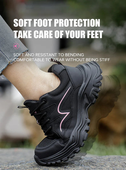 Safety Shoes Women Work Sneakers Structured Shoes Pneumatic-Proof Protective Shoes Work Boots Steel Toe Female Platform Shoes