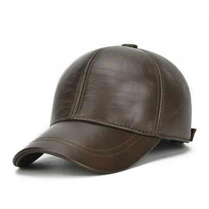 2026 Adjustable Men's Genuine Cowhide Leather Baseball Cap for Fall Winter Outdoor Sports Hat Men Real Cowhide Leather Caps
