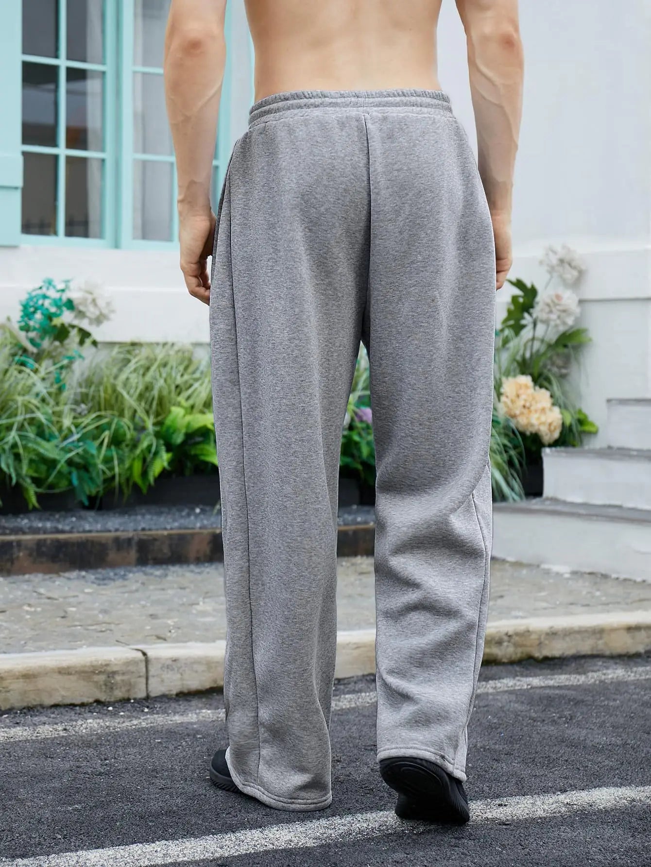2025 men's wide leg sweatpants, European and American men's and women's sweatpants, waist drawstring straight leg loose casual s