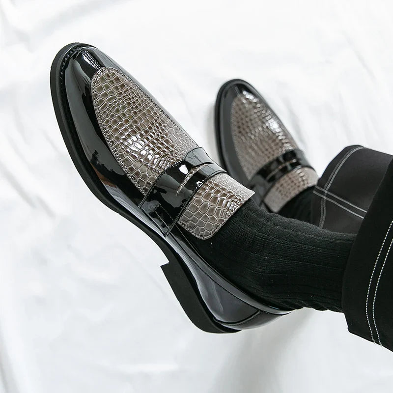 Loafers Shoes Men Color Blocked Business Casual Fashion Round Head Formal Wedding Shoes