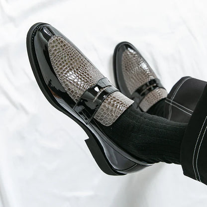 Loafers Shoes Men Color Blocked Business Casual Fashion Round Head Formal Wedding Shoes