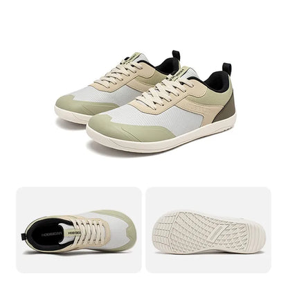 Wide Toe Shoes Mens Womens Minimalist Mesh Artificial Leather Sneakers Lace Up Lightweight Breathable Walking Shoes