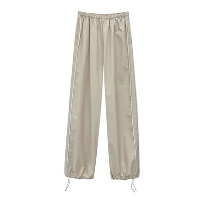 Y2K Loose Cargo Pants Elastic Waist Baggy Wide Leg Straight Trousers