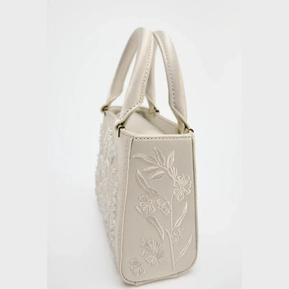 Bolsa Tote Mini Duffel Pérola, Bolsa Transversal Feminina com Correntes, Bolsa Pequena Elegante Designer de Luxo Feminina