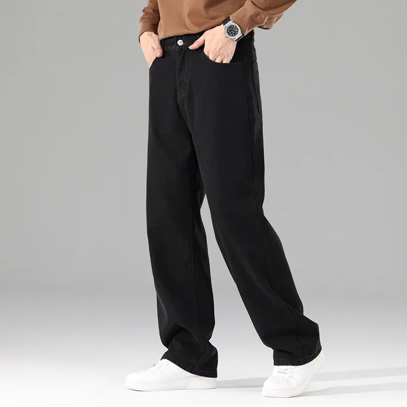 Autumn Jeans Men Black Casual Baggy Trousers Classic Straight Comfortable Wide Denim Trousers  Men Clothing