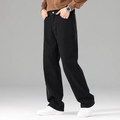 Autumn Jeans Men Black Casual Baggy Trousers Classic Straight Comfortable Wide Denim Trousers  Men Clothing