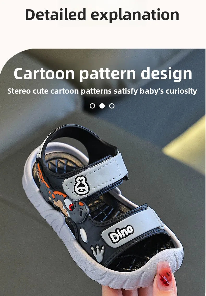 Children' Fashion Sport Sandals Geometric Patterns Breathable Wear-resistant Soft Shoes With Adjustable Velcro For Boys & Girls