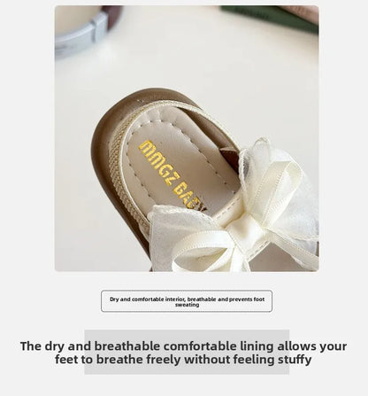 Summer Girl's Sandals Clip-toe Bowknot Elastic Band Soft Sole Kids Sliders Beautiful Pu Leather Chunky Morden Children Shoes