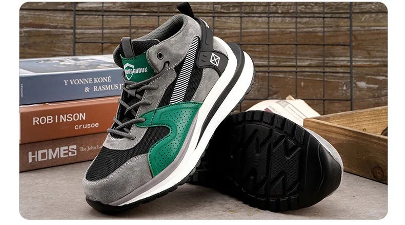 Soft-soled non-slip safety shoes four seasons models men's anti-smash anti-puncture steel head safety shoes new models