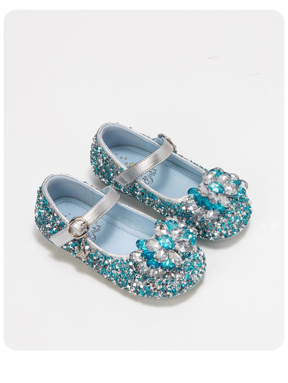Girls Crystal Slip-On Shoes Soft Bottom Rhinestone Princess Flats Spring Autumn New Style Kids Lightweight Sweet Leather Shoes