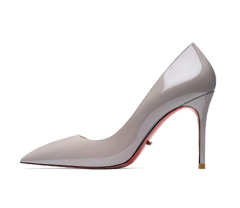 12CM Brown Patent Leather Pumps Women Red Bottom Heels Elegant High Heeled Stilettos Evening Shoe for Party