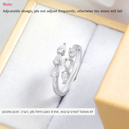 Water Drop Certified Moissanite Ring for Women Lab Diamond Promise Band Pure S925 Silver Female Crown Single Tail Rings