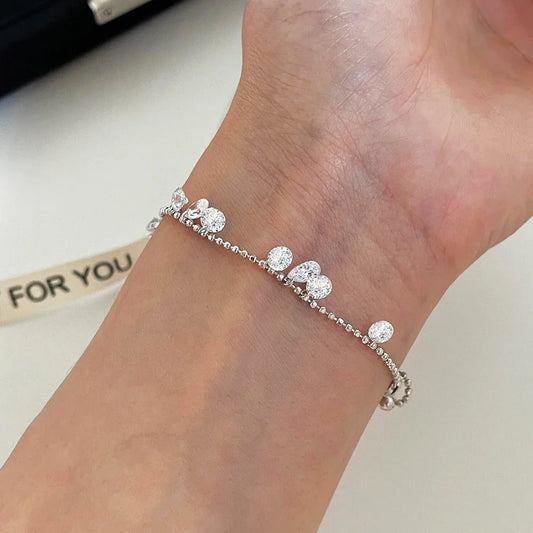 100% S925 Silver High Carbon Diamond Bead Bracelets Necklace Sparkling Zircon Hand Chain for Women Party Fine Jewelry Gift