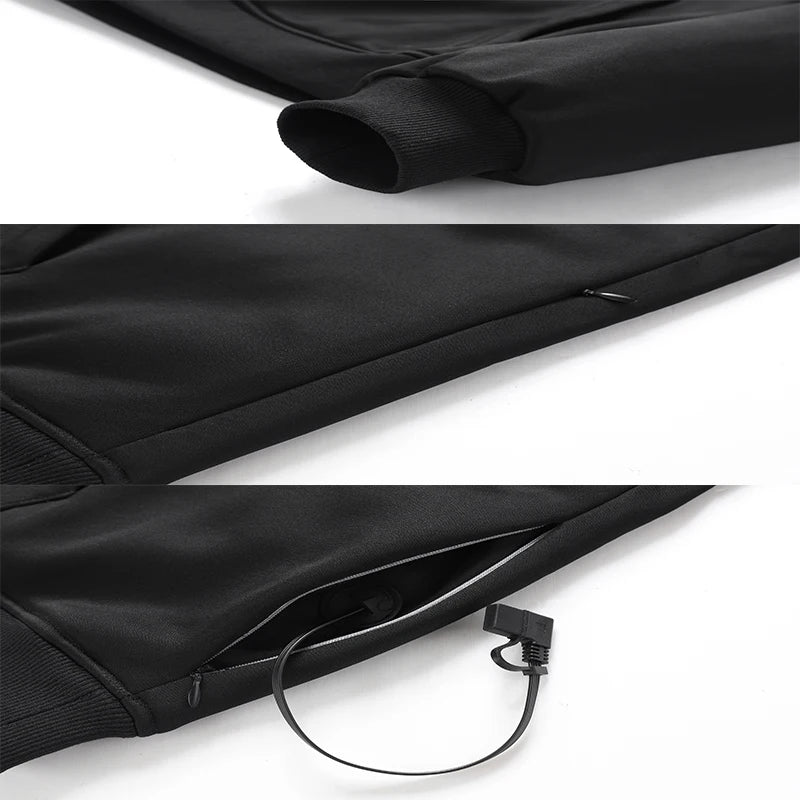 New Intelligent USB Heating Hoodie for Men Women Winter 7 Areas Coral Fleece Hooded Heated Clothes Outdoor Thermal Sportswear