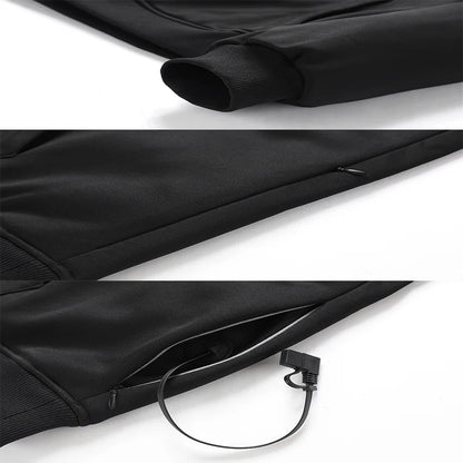 New Intelligent USB Heating Hoodie for Men Women Winter 7 Areas Coral Fleece Hooded Heated Clothes Outdoor Thermal Sportswear