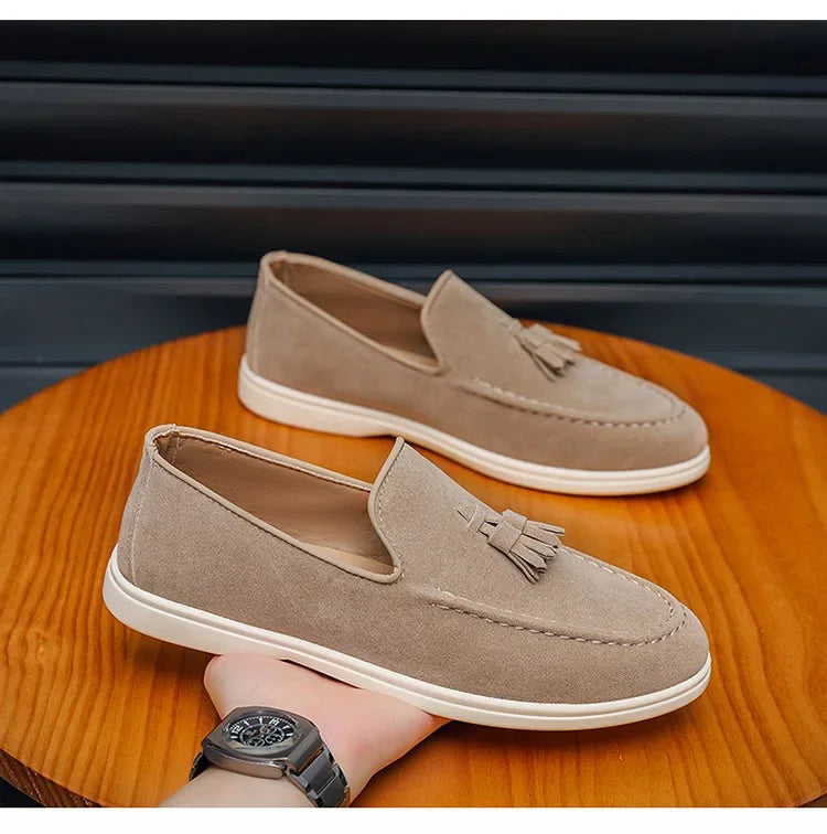 Unisex Lightweight Flat Bottom Tassel Casual Shoes Fashionable Versatile Large Size Men's Shoes Business Casual Slip-On Loafers