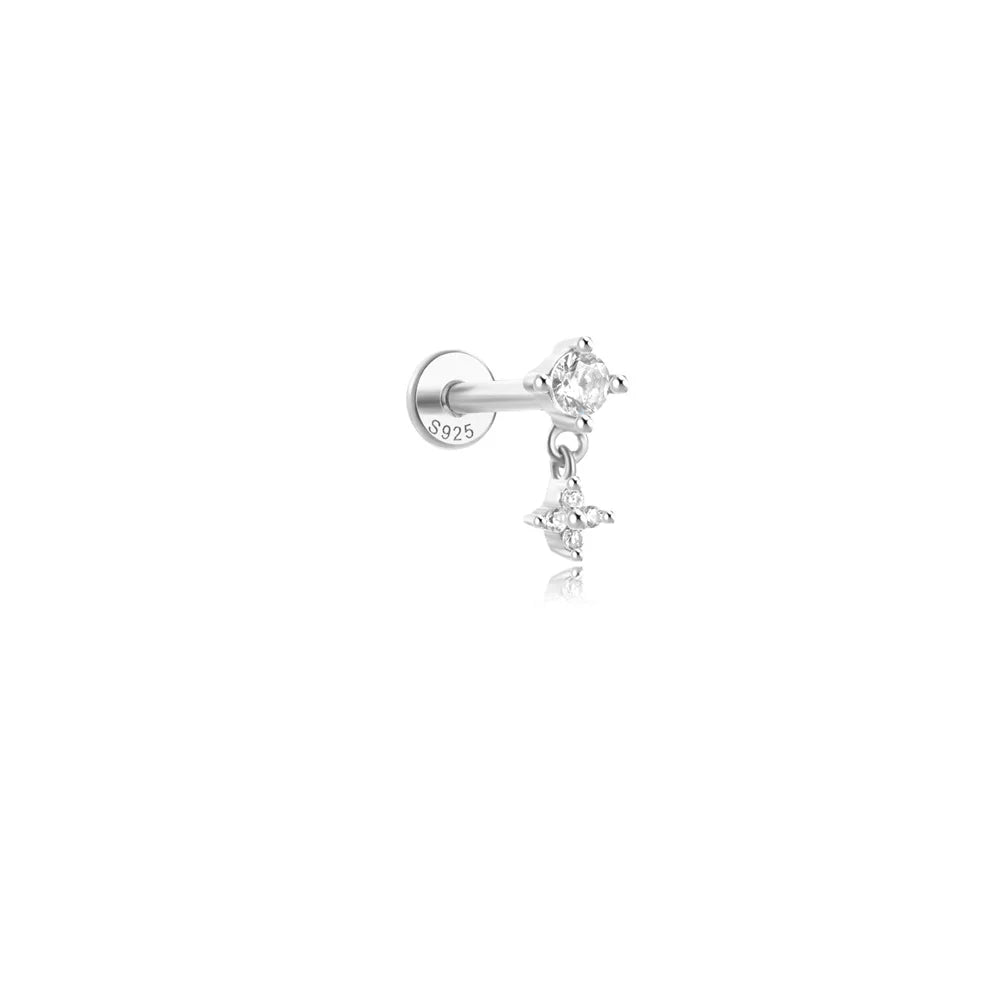925 Sterling Silver Star/Flower/Pearl Zircon Dangle Earrings For Women 1pc Simple Earrings For Women Girl Wedding Gift