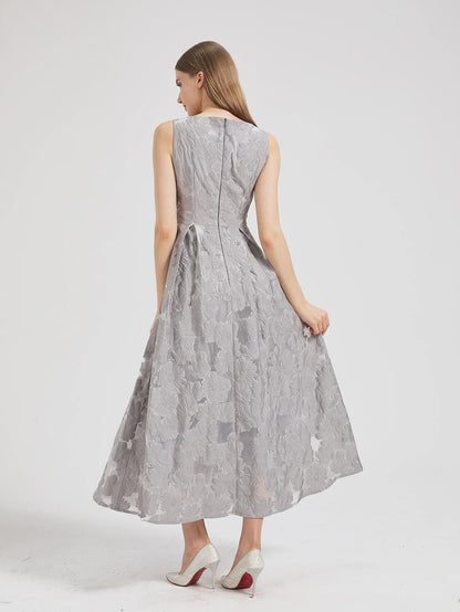 Women New Fashion Organza Embroidery Elegant Long Dress Summer Sleeveless Dresses Lady Holiday Evening Prom Vestido