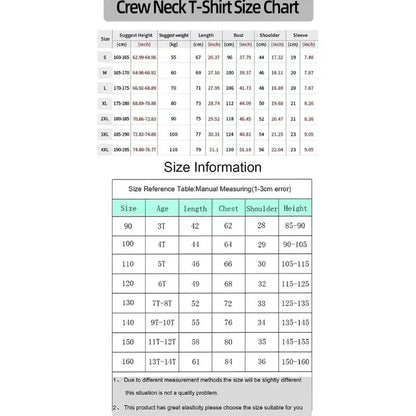 Print T-shirt 2025 Summer New Men's Street Wear Loose Casual Trend Versatile Children's Parent-child Wear Top