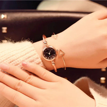 Women Watches Small Gold Bangle Bracelet Watch Stainless Steel Retro Ladies Quartz Wristwatch Clock Fashion Dress Watch
