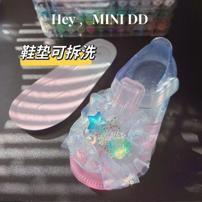 Girls' Princess Sandals 2025 Summer New Children's Jelly Sandals Soft Bottom Closed-toe Anti-collision Baby Kid's Beach Shoes
