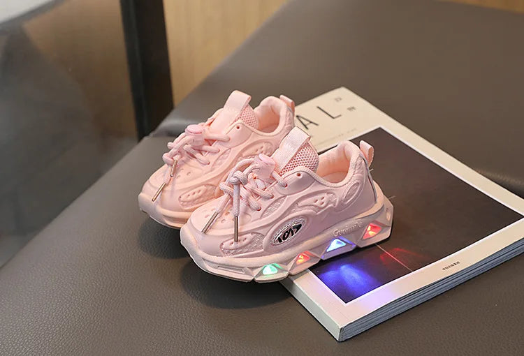 Baby Shoes 2025 Spring Autumn New Boys and Girls Light Up Clunky Sneaker Small and Medium-sized Children's Soft Soled Baby Shoes