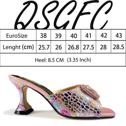 Fashion Newest Arrival Orange Color Square Toe Women Sandals Shoes Matching Bag Set for Ladies Wedding Party Pump