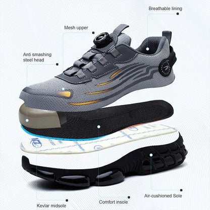 Small Size Rotary Buckle Work Safety Shoes For Men Air Soft Sole Lightweight Protective Work Sneakers Men and Women Shoes