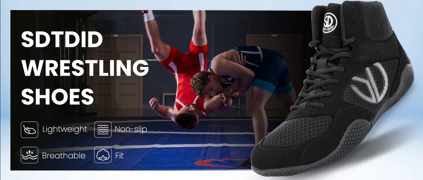 Professional Wrestling Boots Men's Lightweight Fighting Boxing Shoes High Quality Mesh Breathable Boxing Sneakers Big Size 40-50