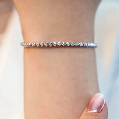 GRA Certified 2mm Moissanite Tennis Bracelet for Women Man 925 Sterling Silver Plated 18k Gold Round Bubble Diamond Bracelets