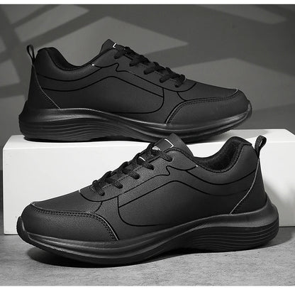 2025 New Lightweight Men Casual Leather Sneakers Non-slip Breathable Male Outdoor Running Shoes Lace Up Soft Sport Shoes