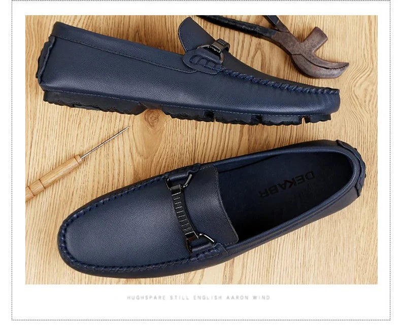 Summer Loafers Men Luxury Brand Moccasins Shoes Men Leather Loafers Shoes Slip on Non-Slip Working Office Loafers for Men