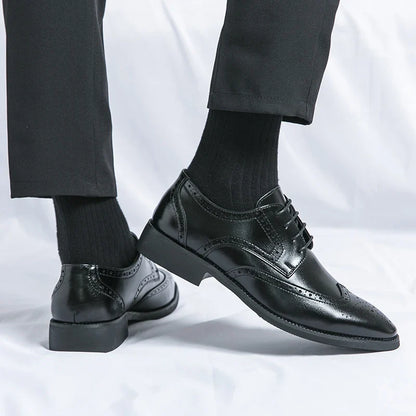 High Quality Height Increase Oxford Dress Shoes Men Genuine Cow Leather Suit Shoes Lift Brogues Wedding Formal Elevator Shoes