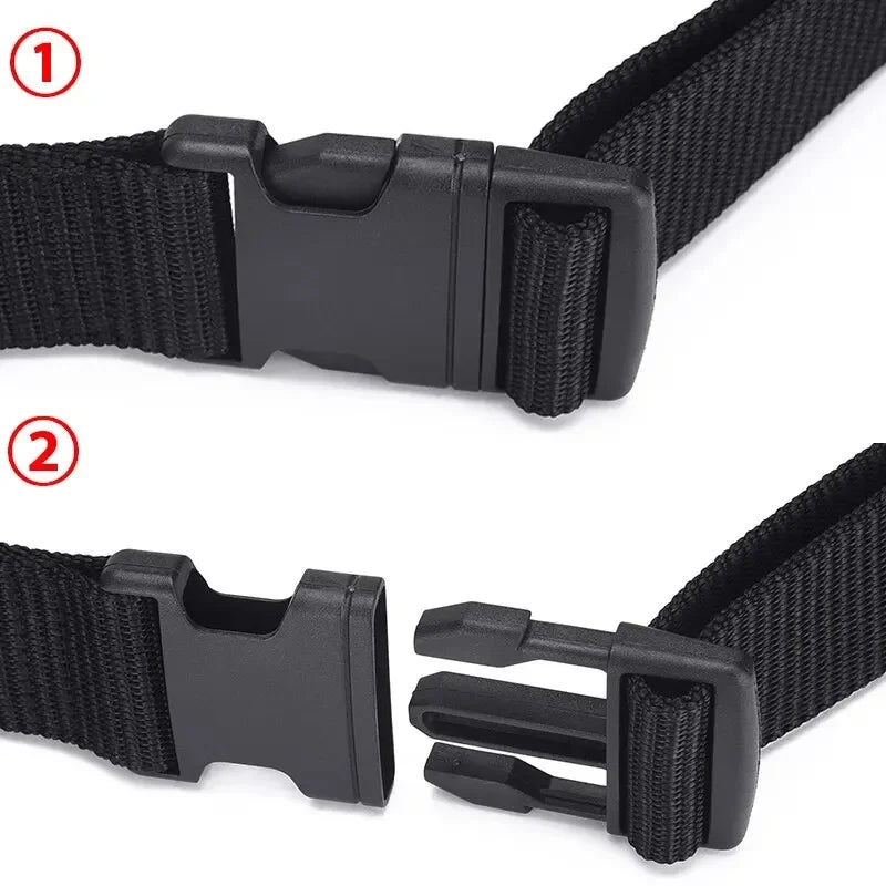 Men's Outdoor Tactical Belt - No Metal Buckle (Plastic), Nylon Canvas Woven, Heavy Duty High Quality Webbing