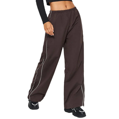 Y2K Loose Cargo Pants Elastic Waist Baggy Wide Leg Straight Trousers