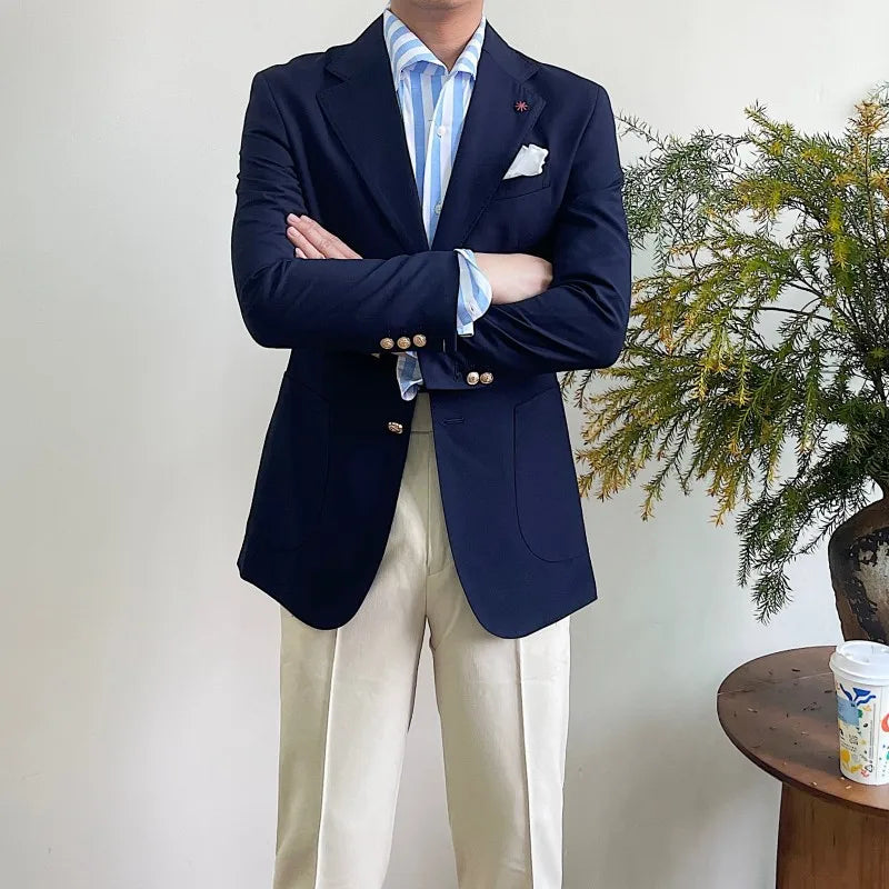 Suit For Mens Groom's Wedding 1 Pieces Slim Fit Blazer Wide Shawl Lapel Luxury Men Suit Custom Made Tuxedo Gold Button