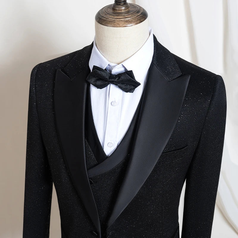 Turkish luxury wedding suits for groom 3 pieces man suits Slim Fit high quality Shining flash diamond Tuxedo Dinner Suit