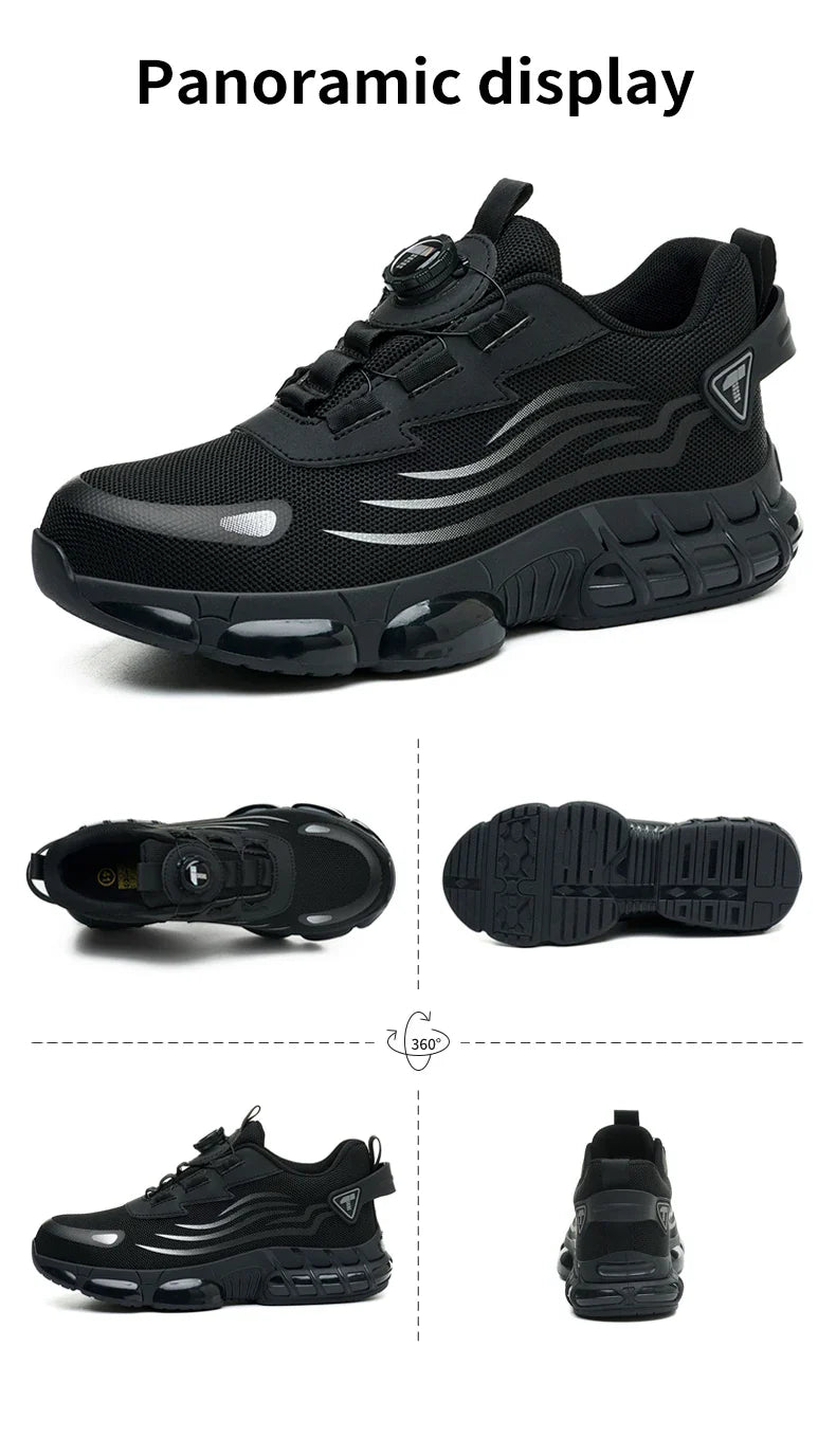 Rotary button new safety shoes for men, anti-impact and anti-piercing work shoes, fashionable men's sports shoes Tactical Boots