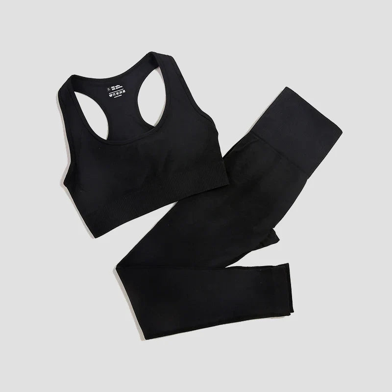 Seamless Gym Set Women Sport Suit Yoga Sets 2 Pcs Tracksuits Fitness Wear Sportswear Leggings Padded Sports Bras Workout Clothin