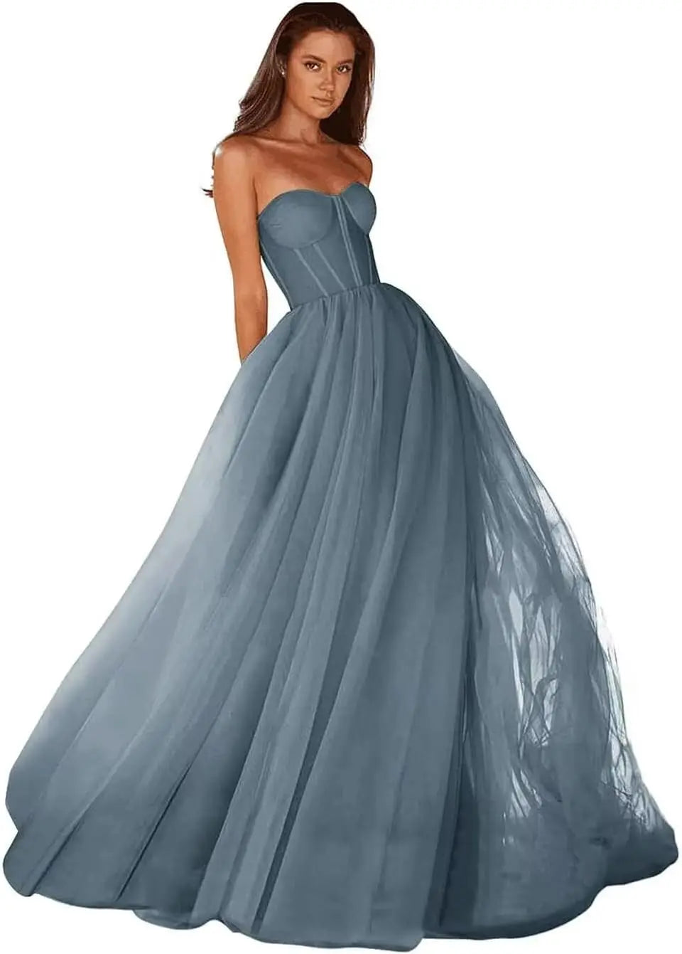 Vestidos de Baile Tomara que Caia Femininos 2026 Vestido de Festa Longo de Tule com Decote Coração para Eventos Formais Vestido de Festa de Luxo