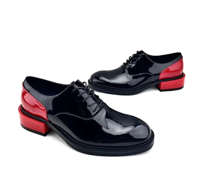 New Design Men Derby Shoes Genuine Leather Lace-up Casual Business Formal Shoes Cowhide Patchwork Fashion Party Wedding Shoes