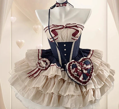Girls Birthday Lolita Dress 2024 Spring and Summer Women's Tube Top Satin Bowknot Slim Pettiskirt Short Mini Party Dress