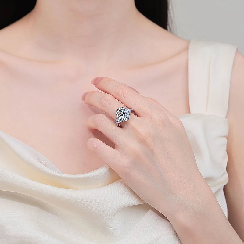 9cttw Moissanite Rings for Women Wedding Luxury Lab Diamond S925 Sterling Silver with 18k Gold Plated Ring Jewelry