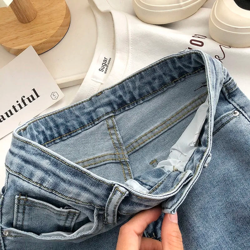 High Waist Boot Cut Pants Fashion Female All-Match Split Flared Jeans