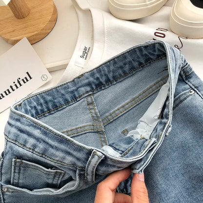 High Waist Boot Cut Pants Fashion Female All-Match Split Flared Jeans