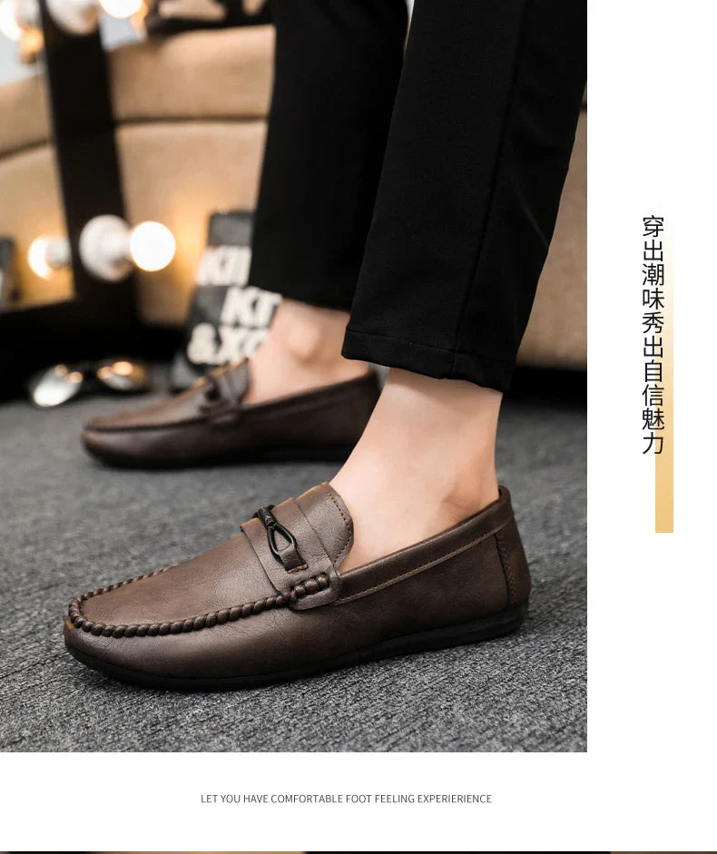 Mocassins Minimalistas Masculinos Sapatos Casuais de Couro Confortáveis Para Homens Sapatos de Condução Antiderrapantes Sapatos de Escritório Slip-on Tamanho Grande 46