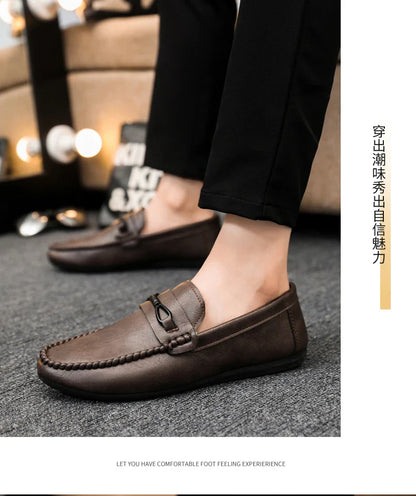 Mocassins Minimalistas Masculinos Sapatos Casuais de Couro Confortáveis Para Homens Sapatos de Condução Antiderrapantes Sapatos de Escritório Slip-on Tamanho Grande 46